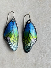 Load image into Gallery viewer, Blue wing earrings
