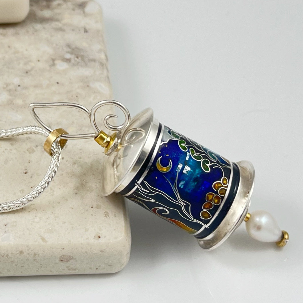 18k and sterling Night Sky cylinder pendant