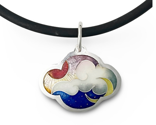 Sun and moon cloisonné pendant
