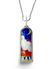 Load image into Gallery viewer, Colorful pendant with a moon and star design on a white background
