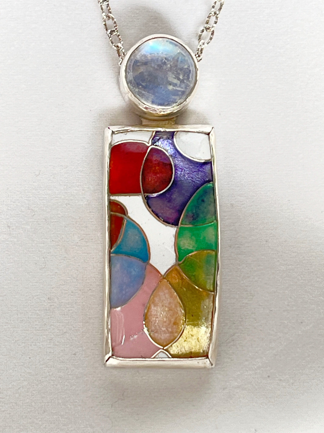 Moonstone & Enamel Pendant