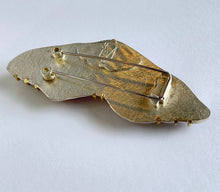 Load image into Gallery viewer, Back of handmade enamel brooch
