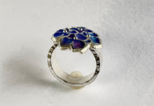 Load image into Gallery viewer, Statement ring with purple and blue  enamel
