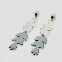 Load image into Gallery viewer, Pale blue enamel and silver earrings
