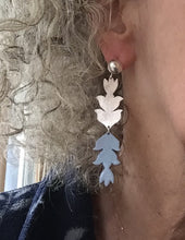 Load image into Gallery viewer, pale blue enamel and silver earrings.
